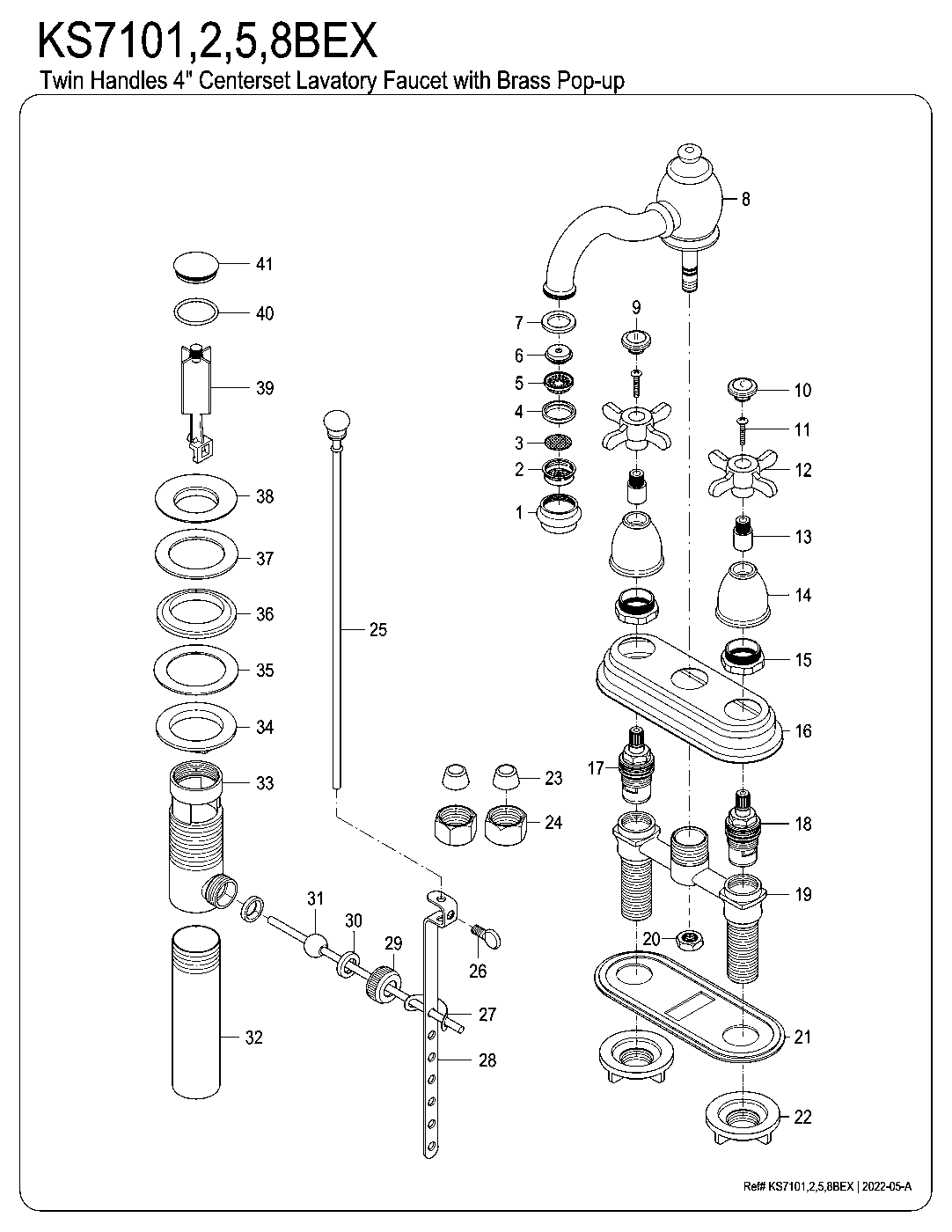 Essex KS7101BEX exploded parts diagram