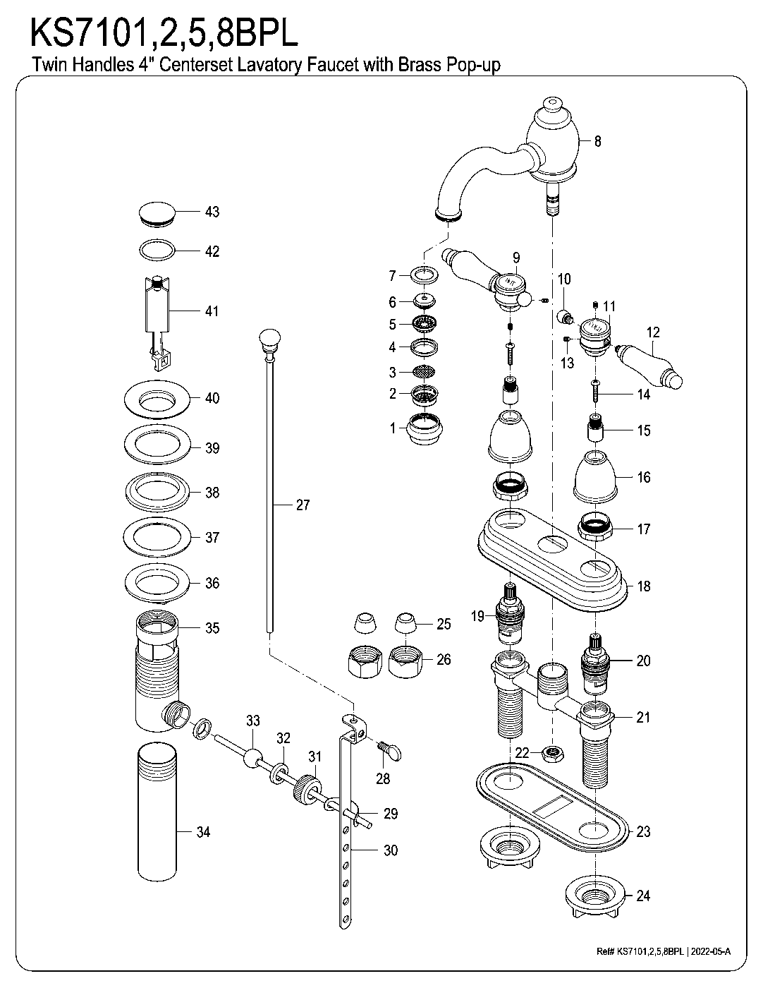 Bel-Air KS7101BPL exploded parts diagram
