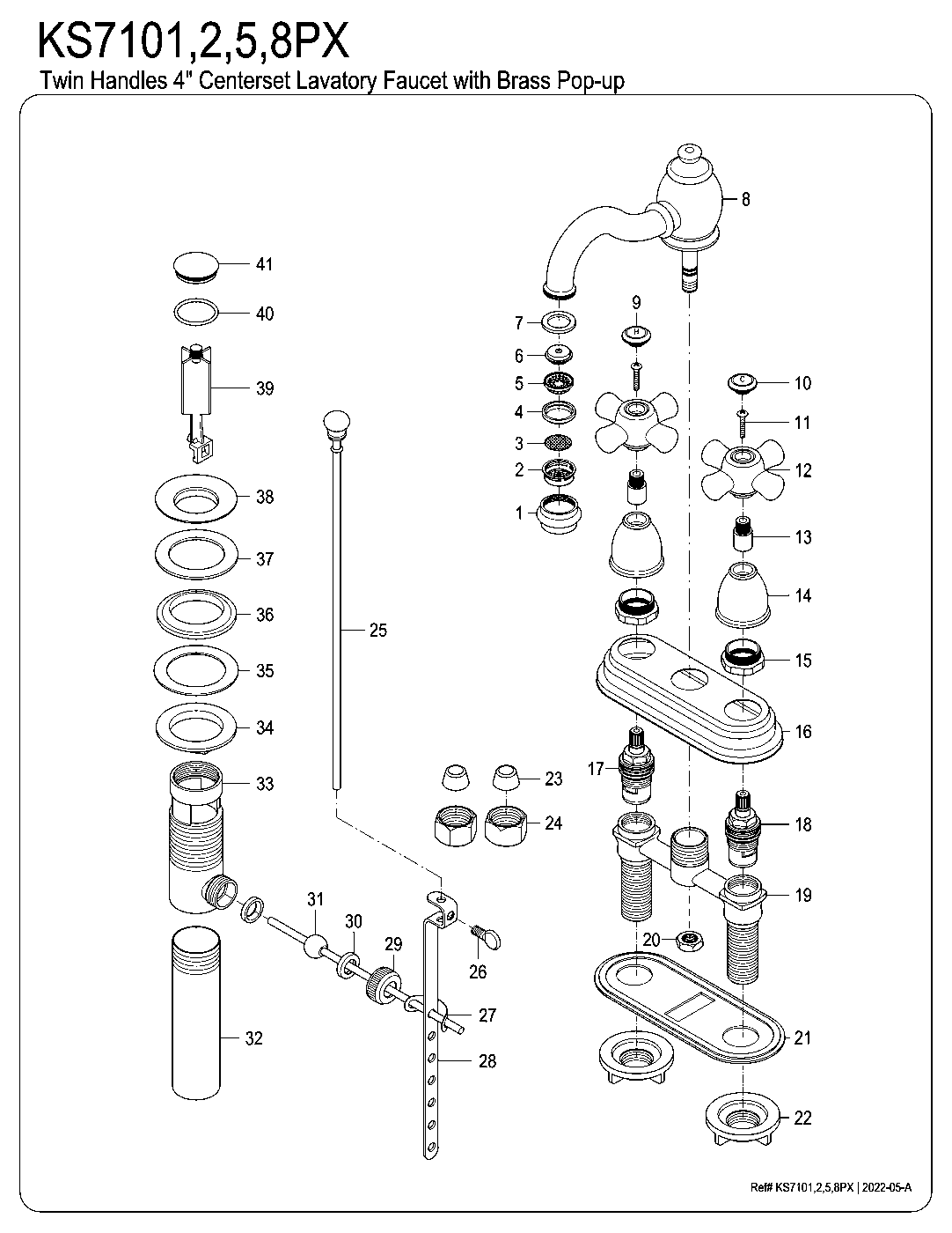 English Country KS7101PX exploded parts diagram