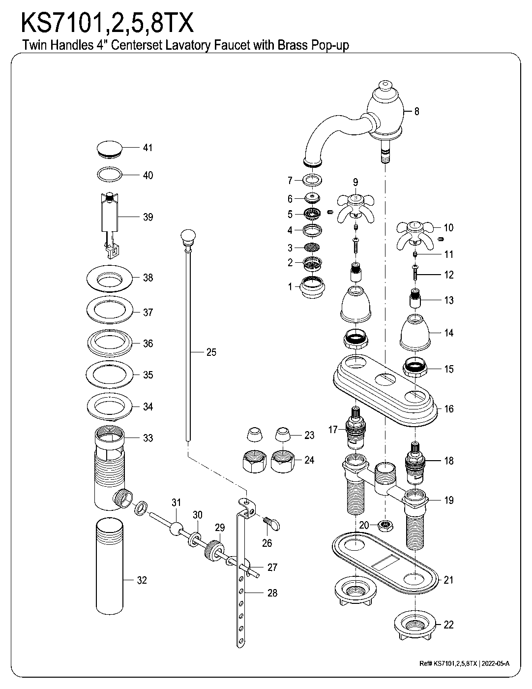 French Country KS7101TX exploded parts diagram
