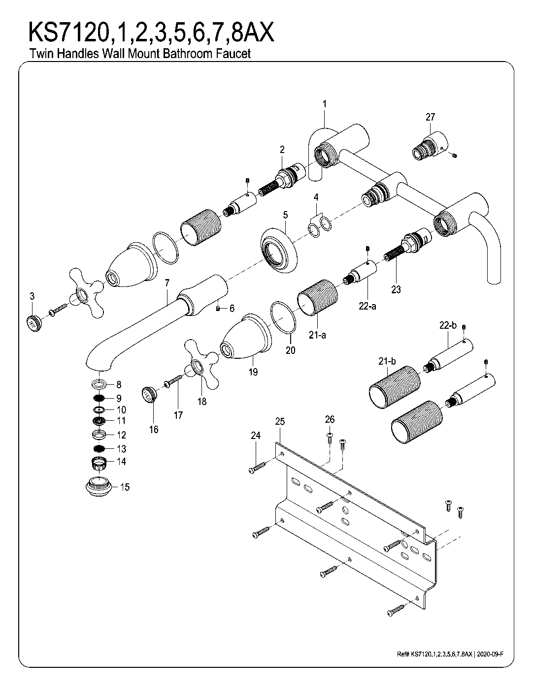 Kingston Brass KS7120AX exploded parts diagram