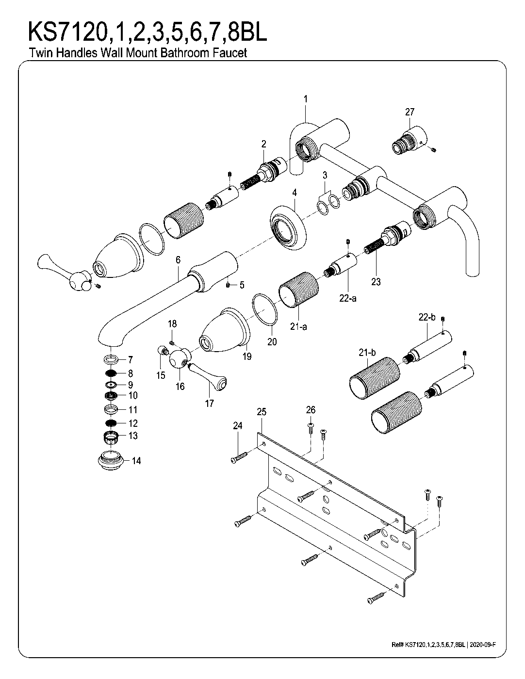 Kingston Brass KS7120BL exploded parts diagram