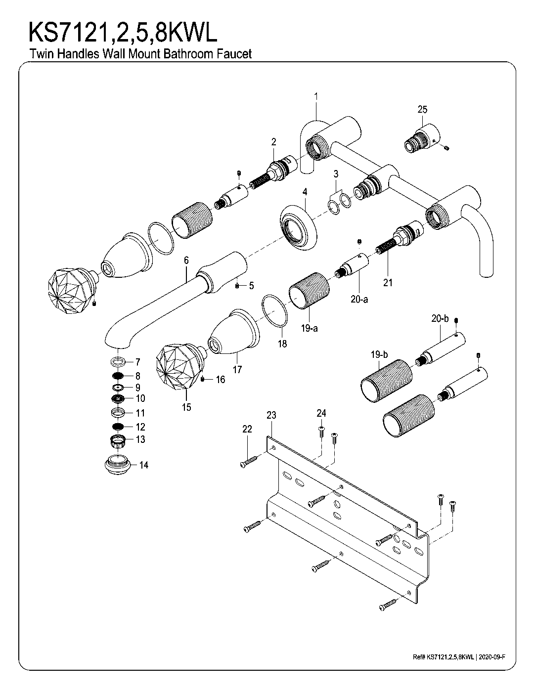 Krystal Onyx KS7121KWL exploded parts diagram