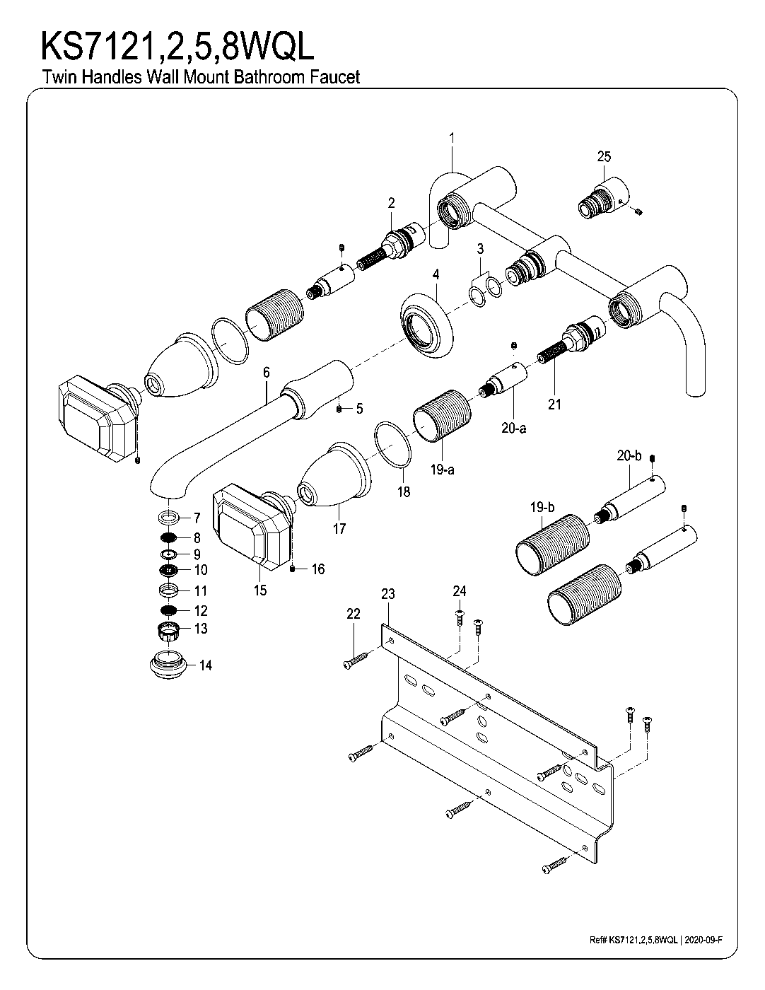 Krystal Onyx KS7121WQL exploded parts diagram