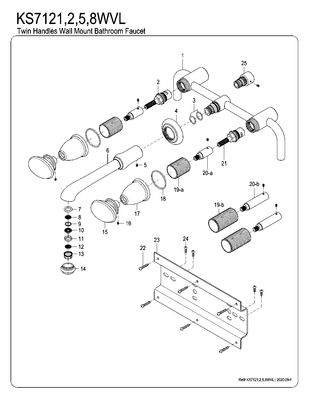 Krystal Onyx KS7121WVL exploded parts diagram
