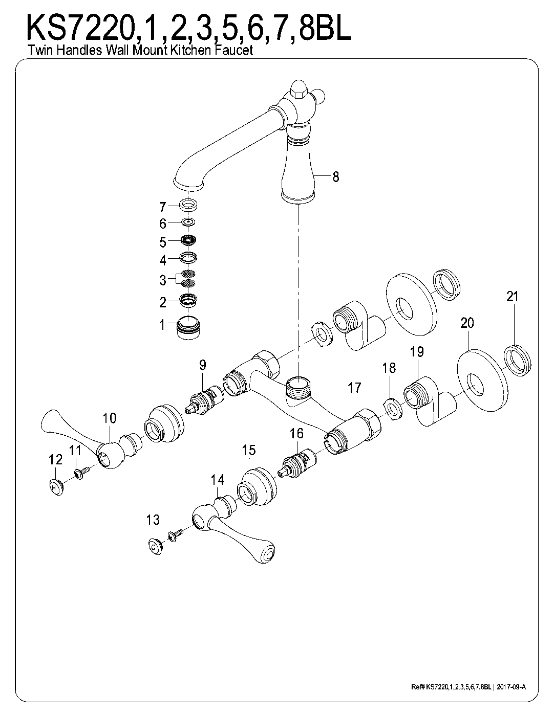 English Country KS7220BL exploded parts diagram