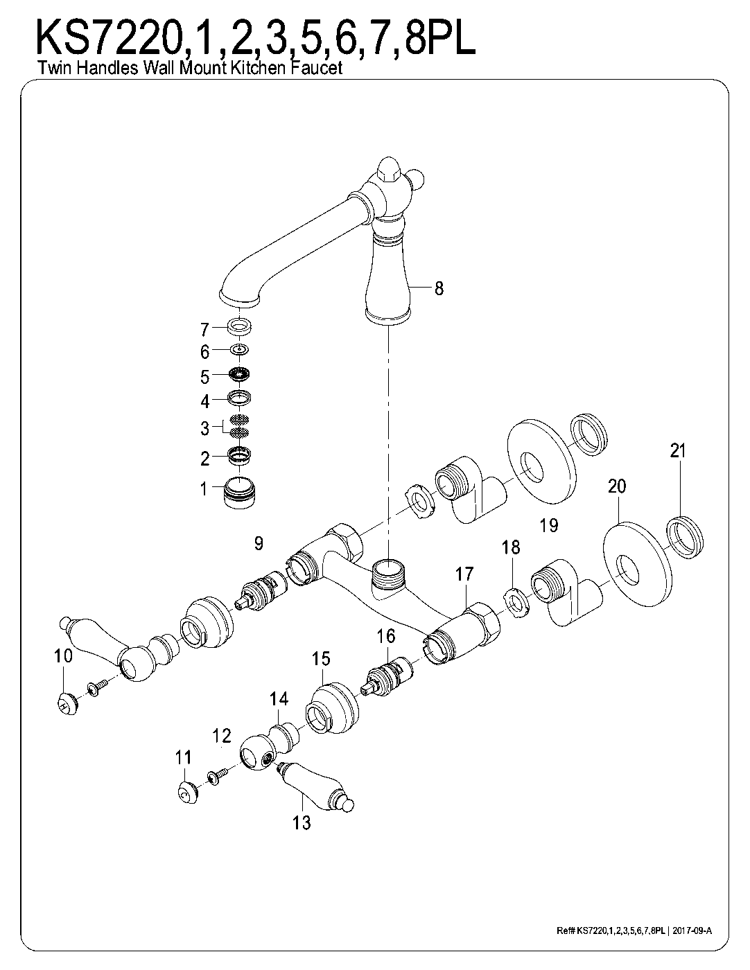English Country KS7220PL exploded parts diagram