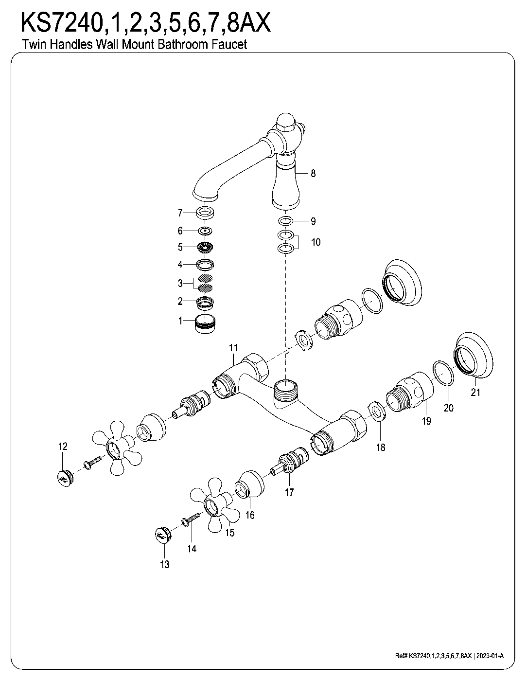 Kingston Brass KS7240AX exploded parts diagram