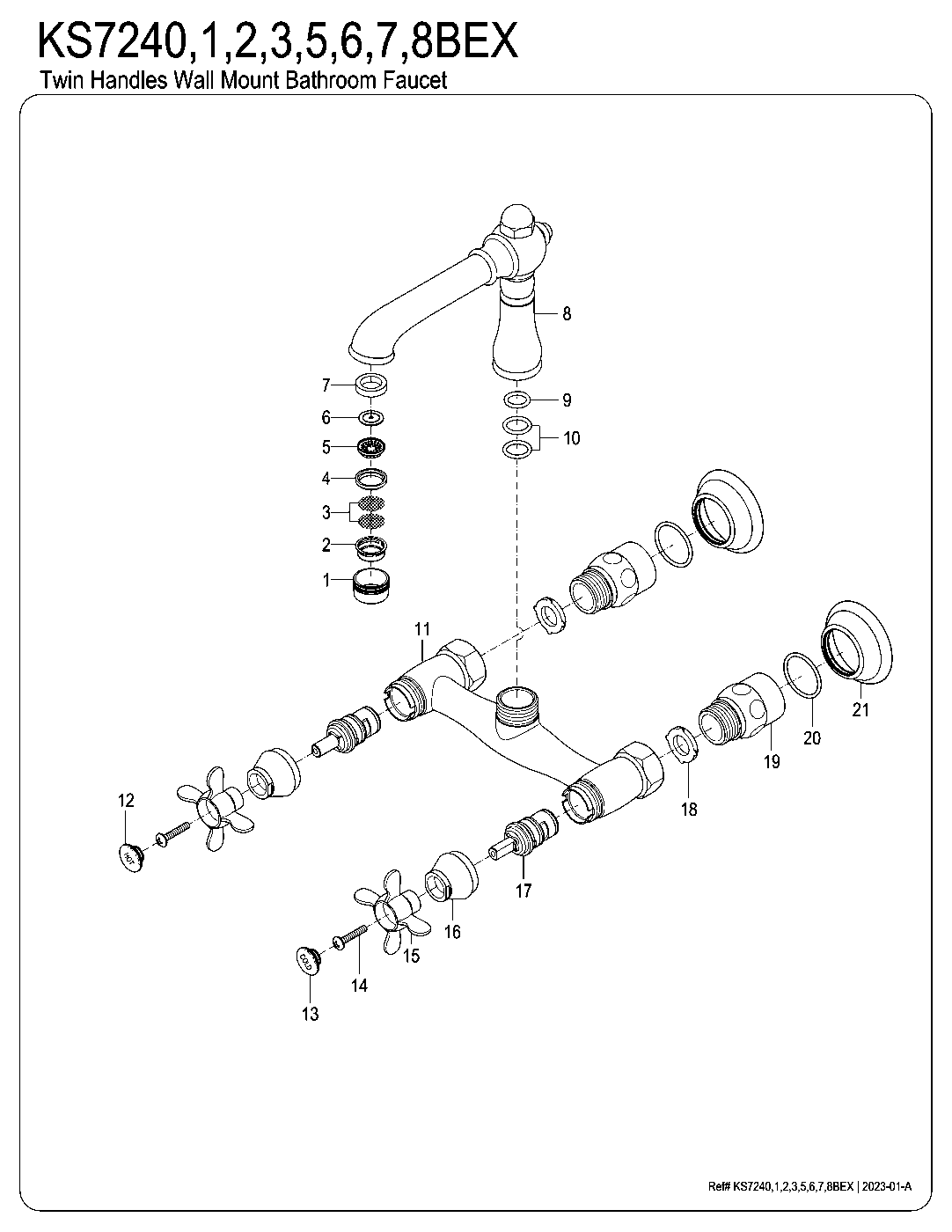 Kingston Brass KS7240BEX exploded parts diagram