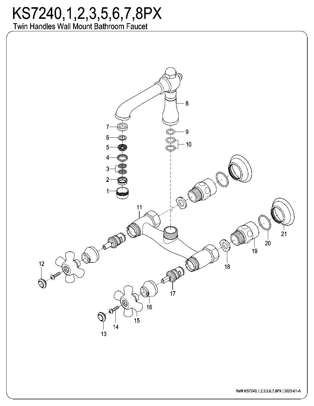 Kingston Brass KS7240PX exploded parts diagram