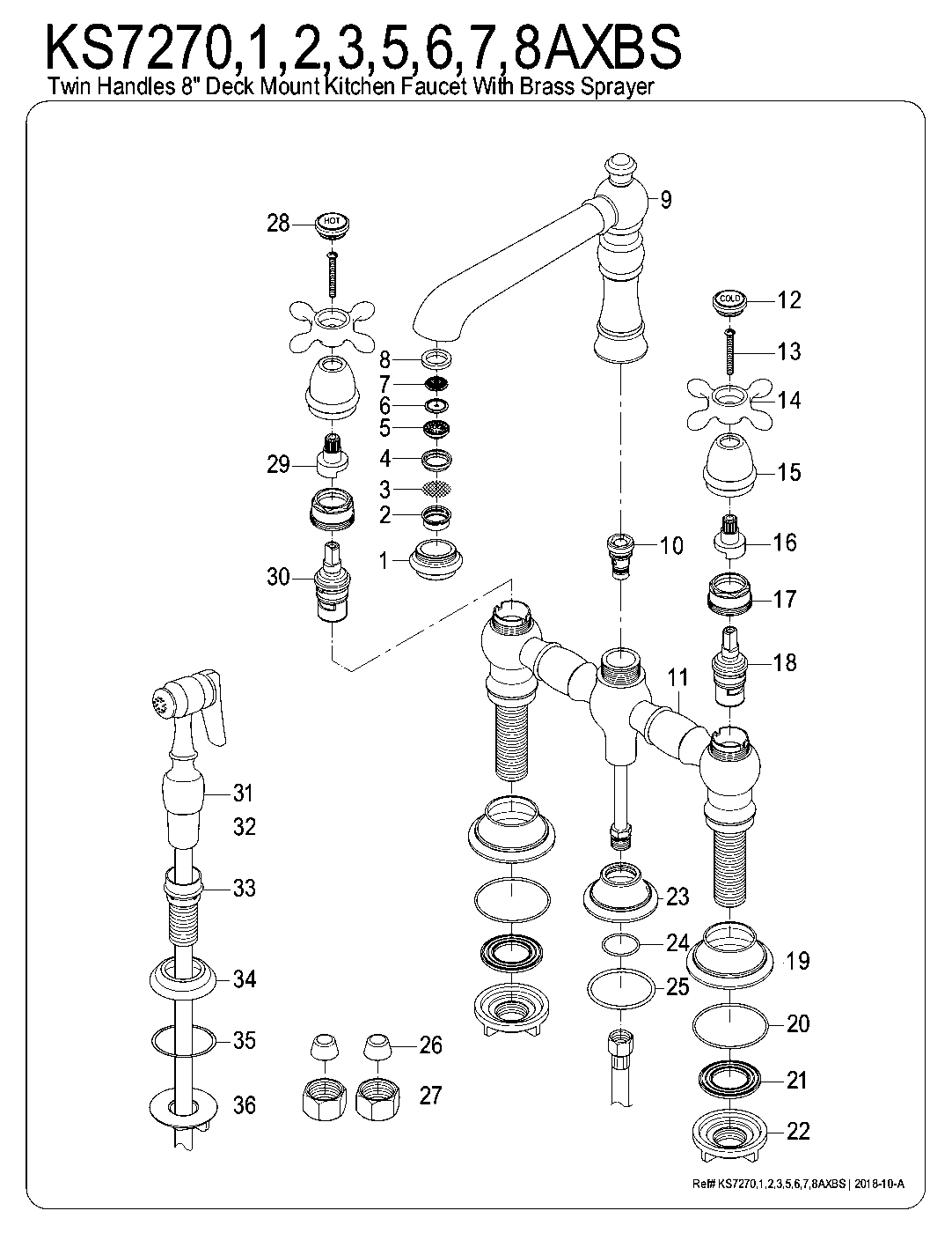 Kingston Brass KS7270AXBS exploded parts diagram