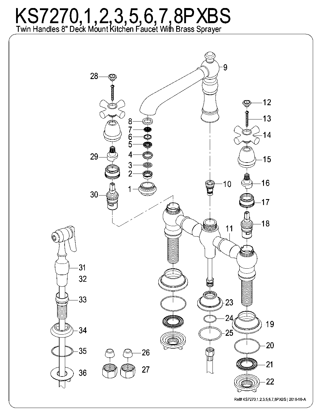Kingston Brass KS7270PXBS exploded parts diagram