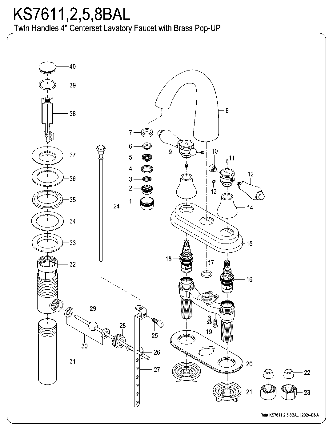 Heirloom KS7611BAL exploded parts diagram