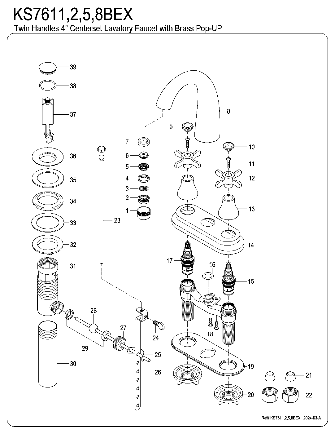 Essex KS7611BEX exploded parts diagram