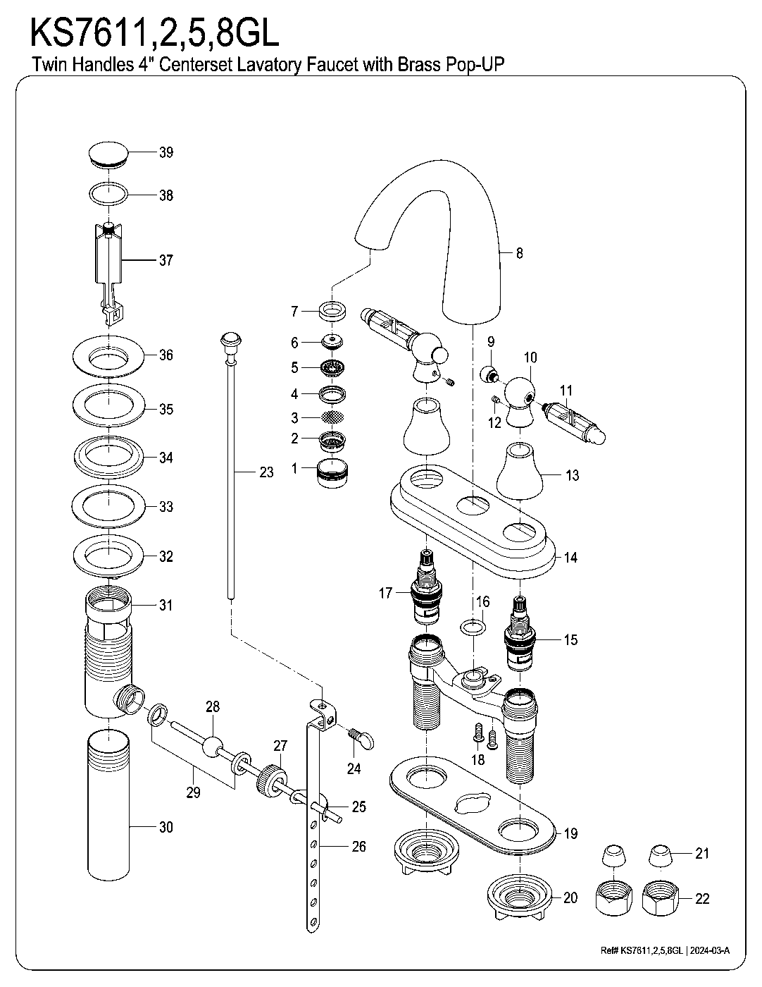 Georgian KS7612GL exploded parts diagram