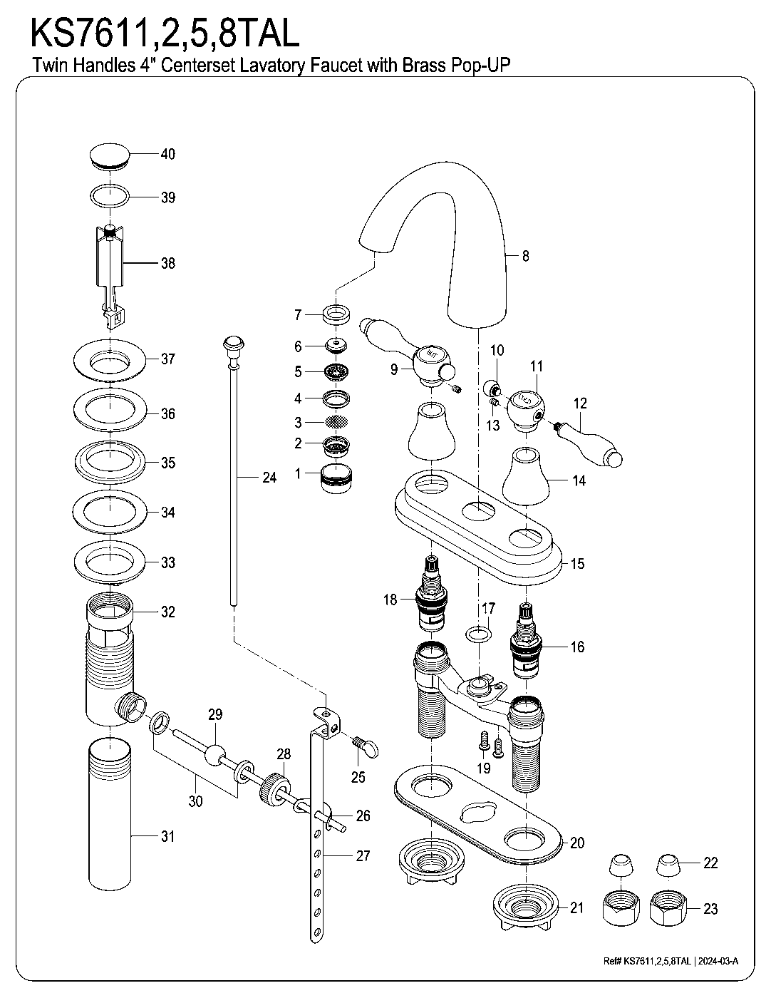 Tudor KS7611TAL exploded parts diagram
