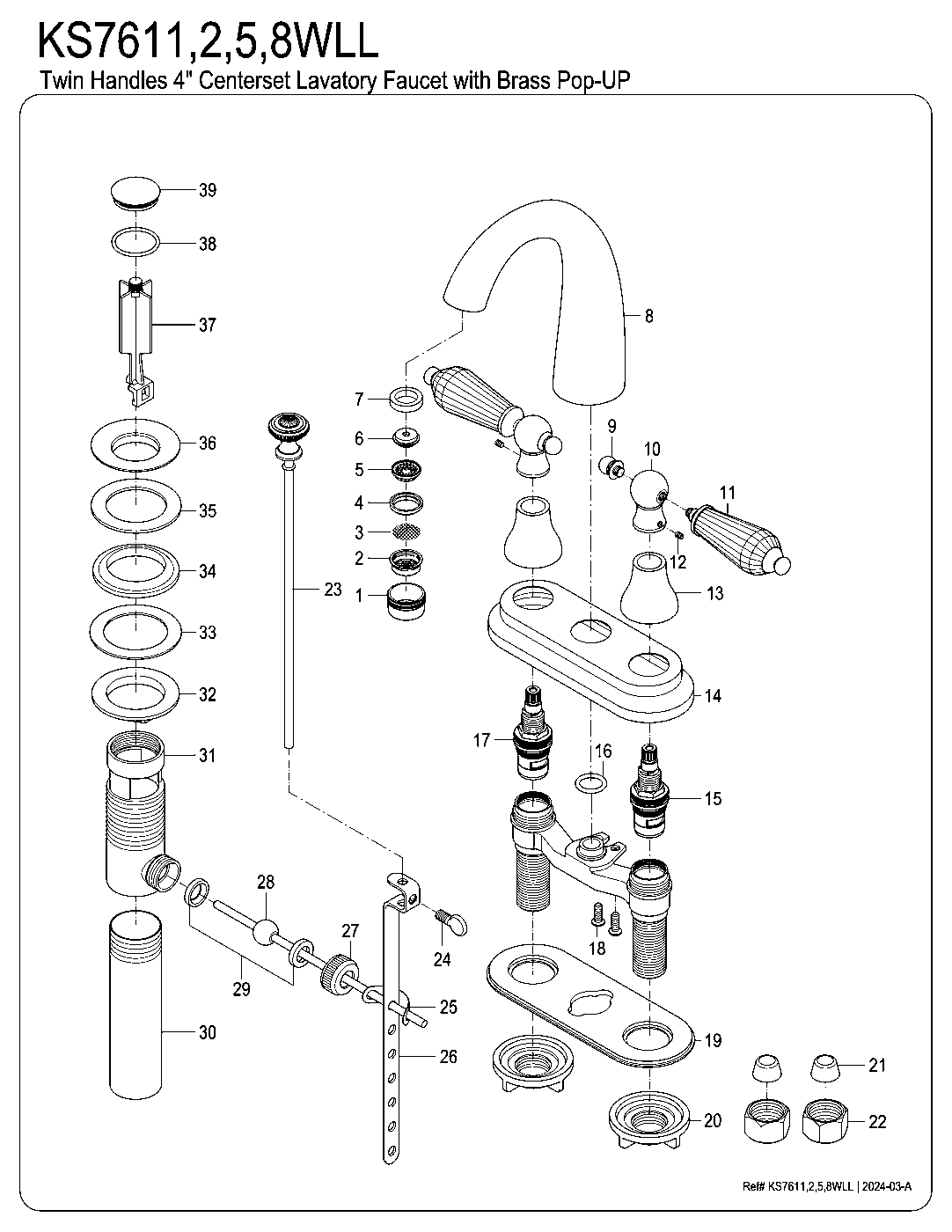 Wilshire KS7611WLL exploded parts diagram