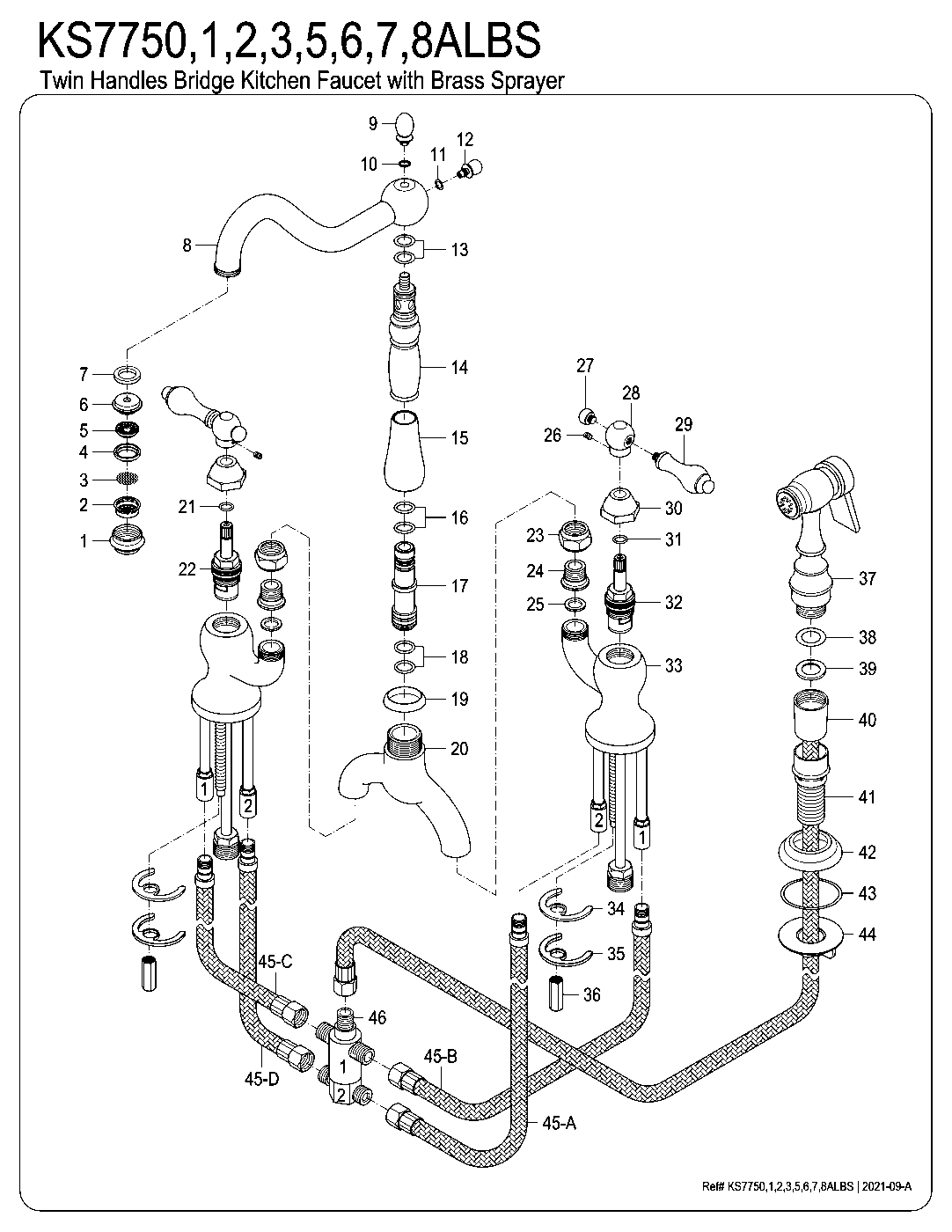 Kingston Brass KS7750ALBS exploded parts diagram