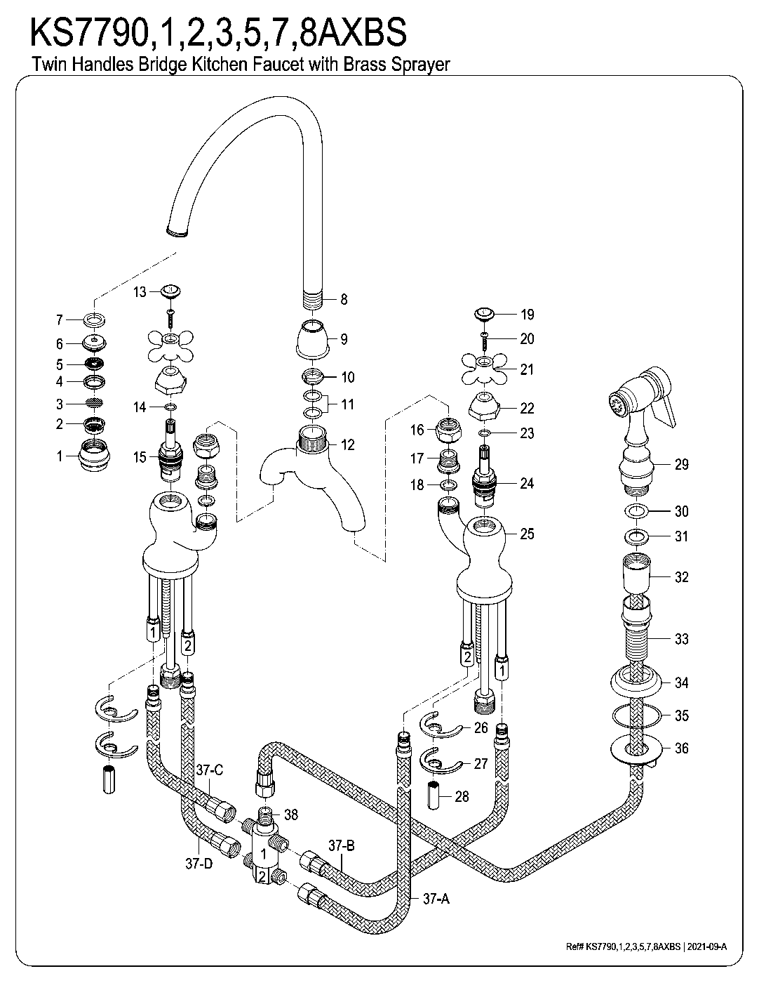 English Country KS7791AXBS exploded parts diagram