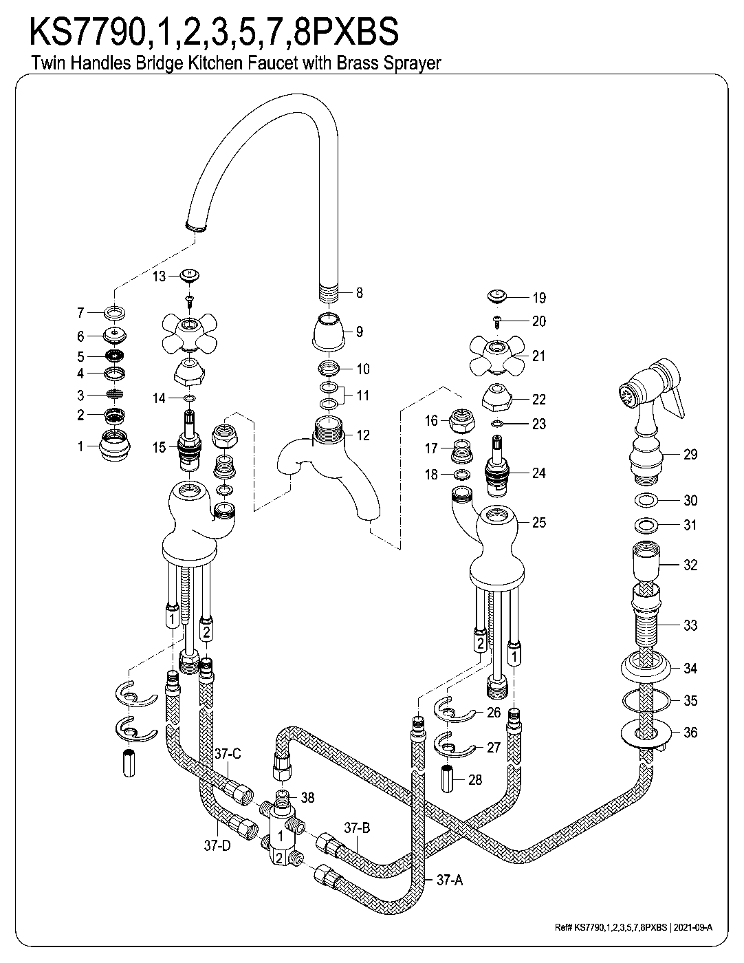 English Country KS7791PXBS exploded parts diagram