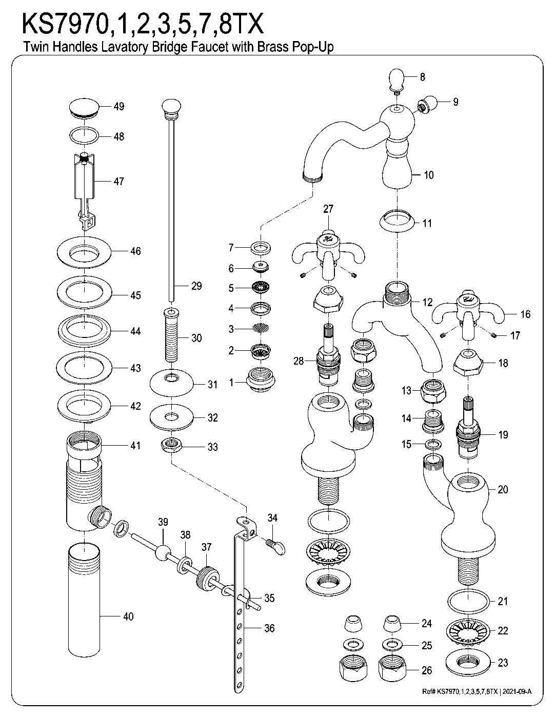 French Country KS7970TX exploded parts diagram