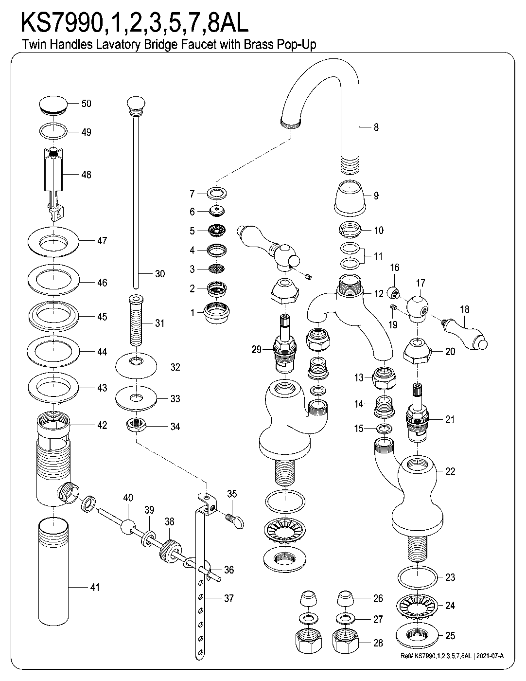 Kingston Brass KS7990AL exploded parts diagram