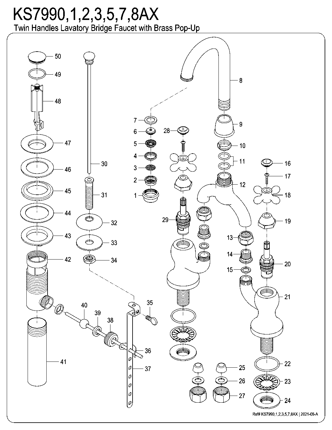 English Country KS7991AX exploded parts diagram