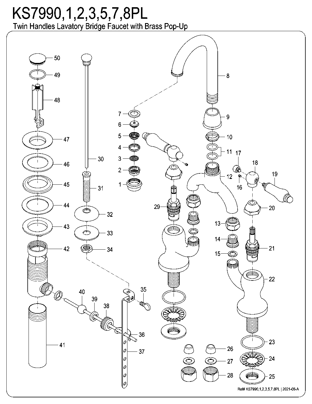 English Country KS7990PL exploded parts diagram