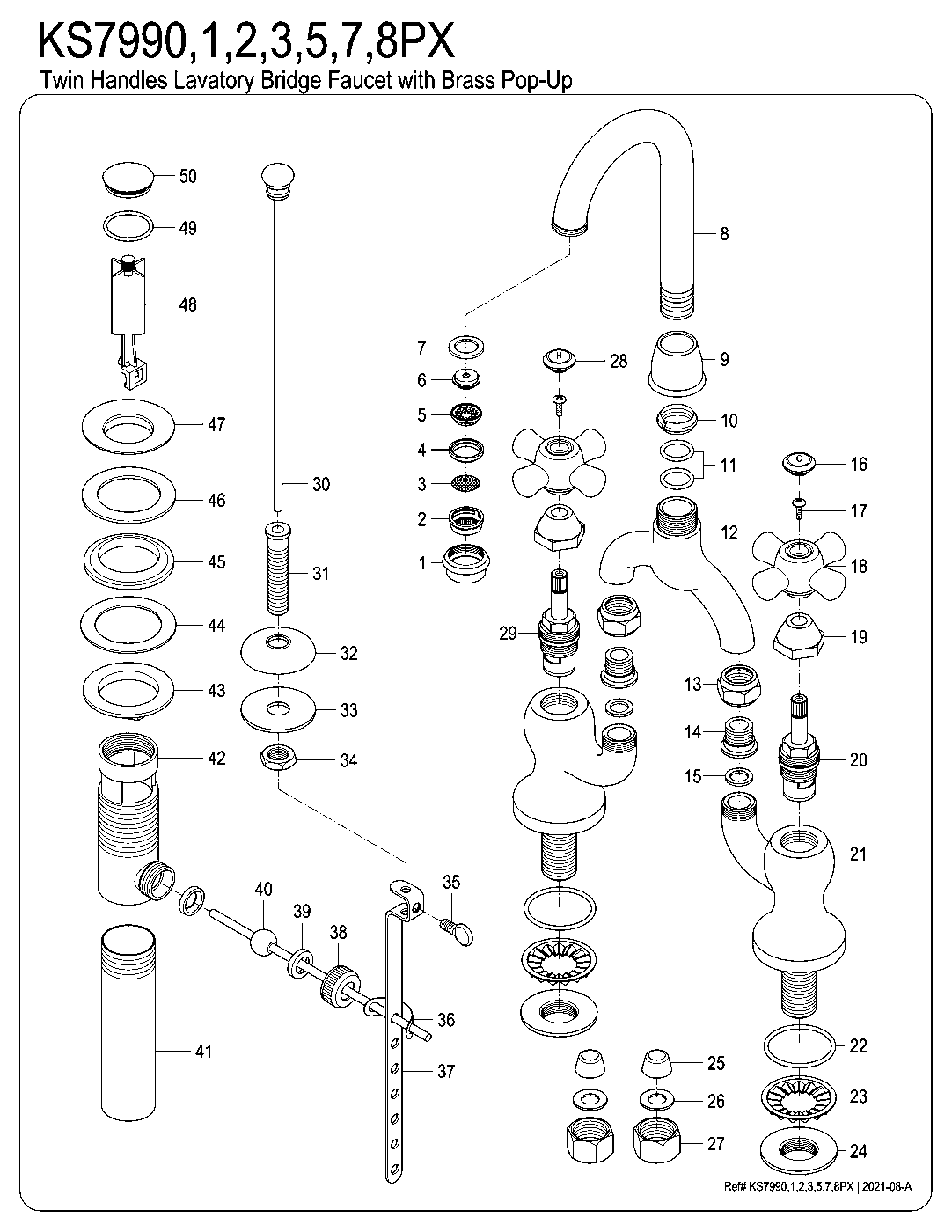 English Country KS7991PX exploded parts diagram