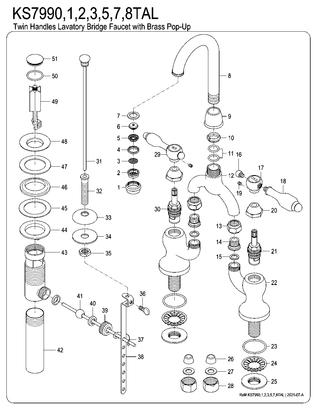 Kingston Brass KS7990TAL exploded parts diagram