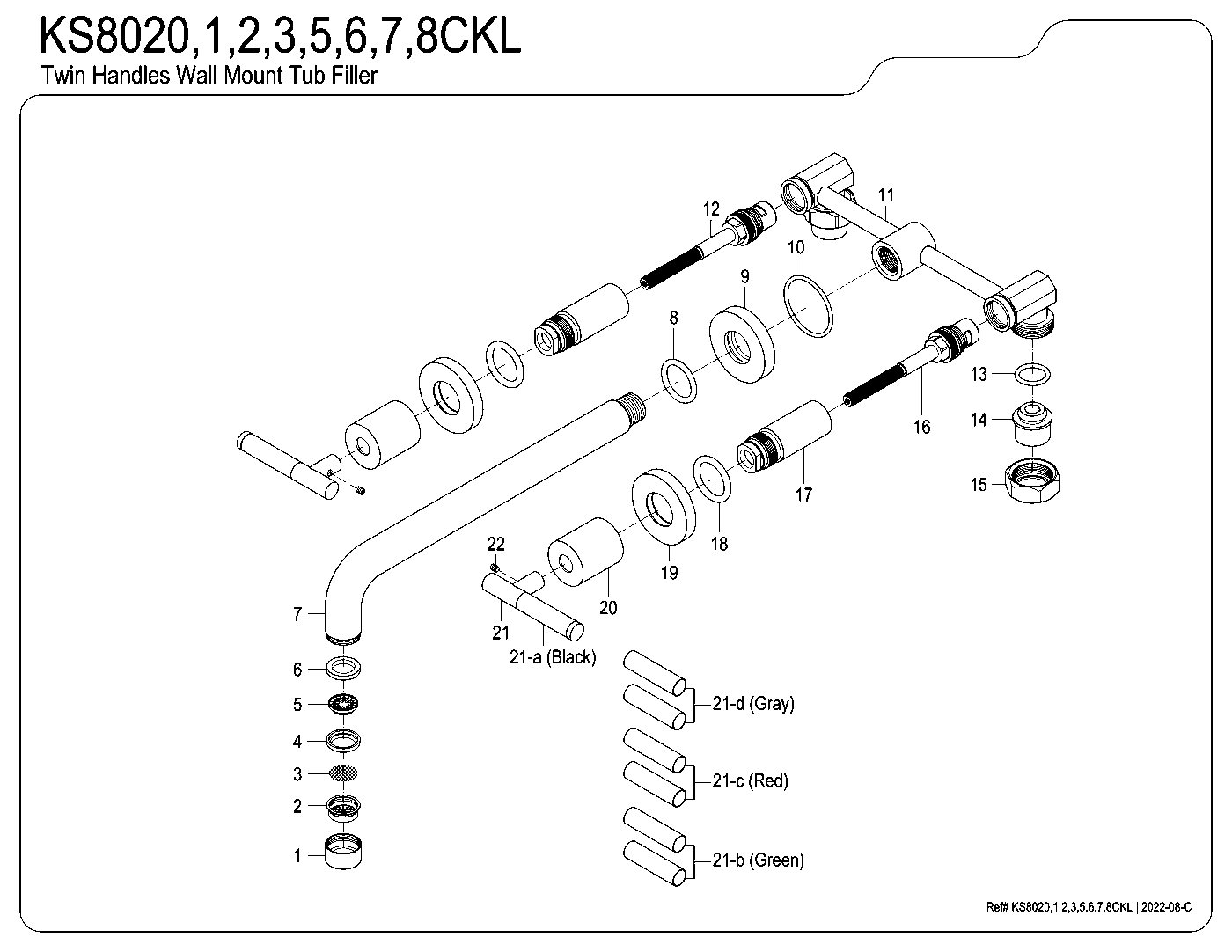 Kaiser KS8020CKL exploded parts diagram