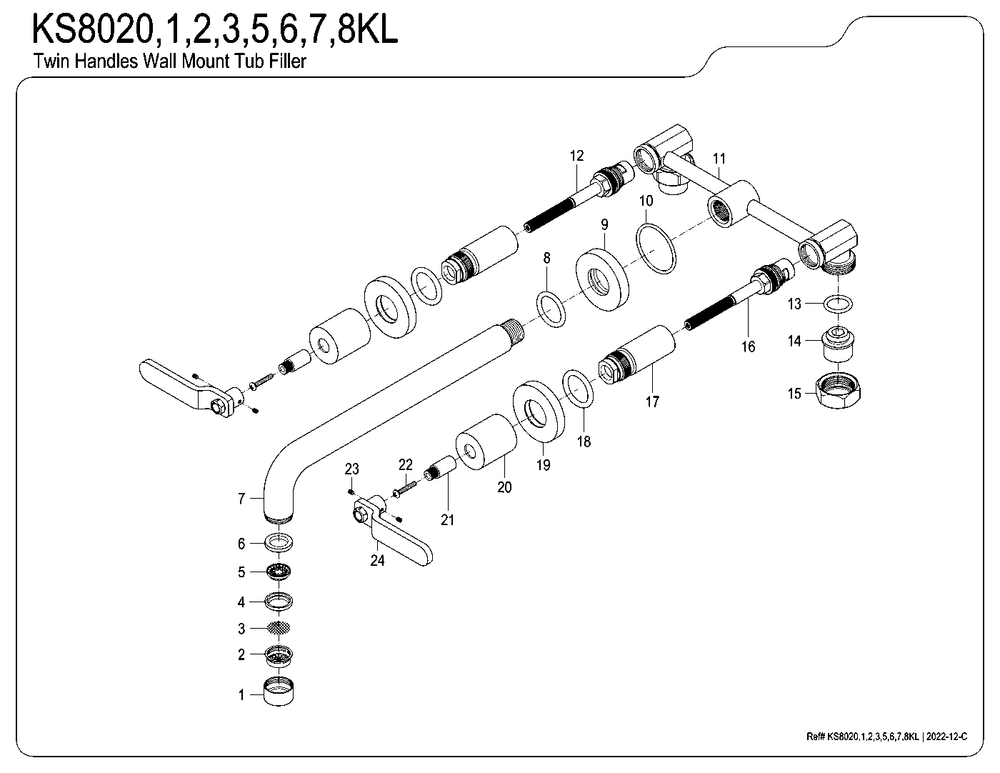 Whitaker KS8020KL exploded parts diagram