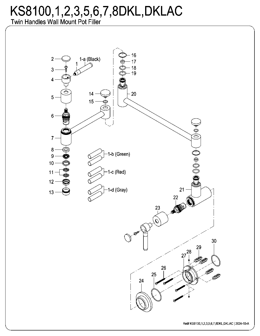 Kingston Brass KS8100DKL exploded parts diagram