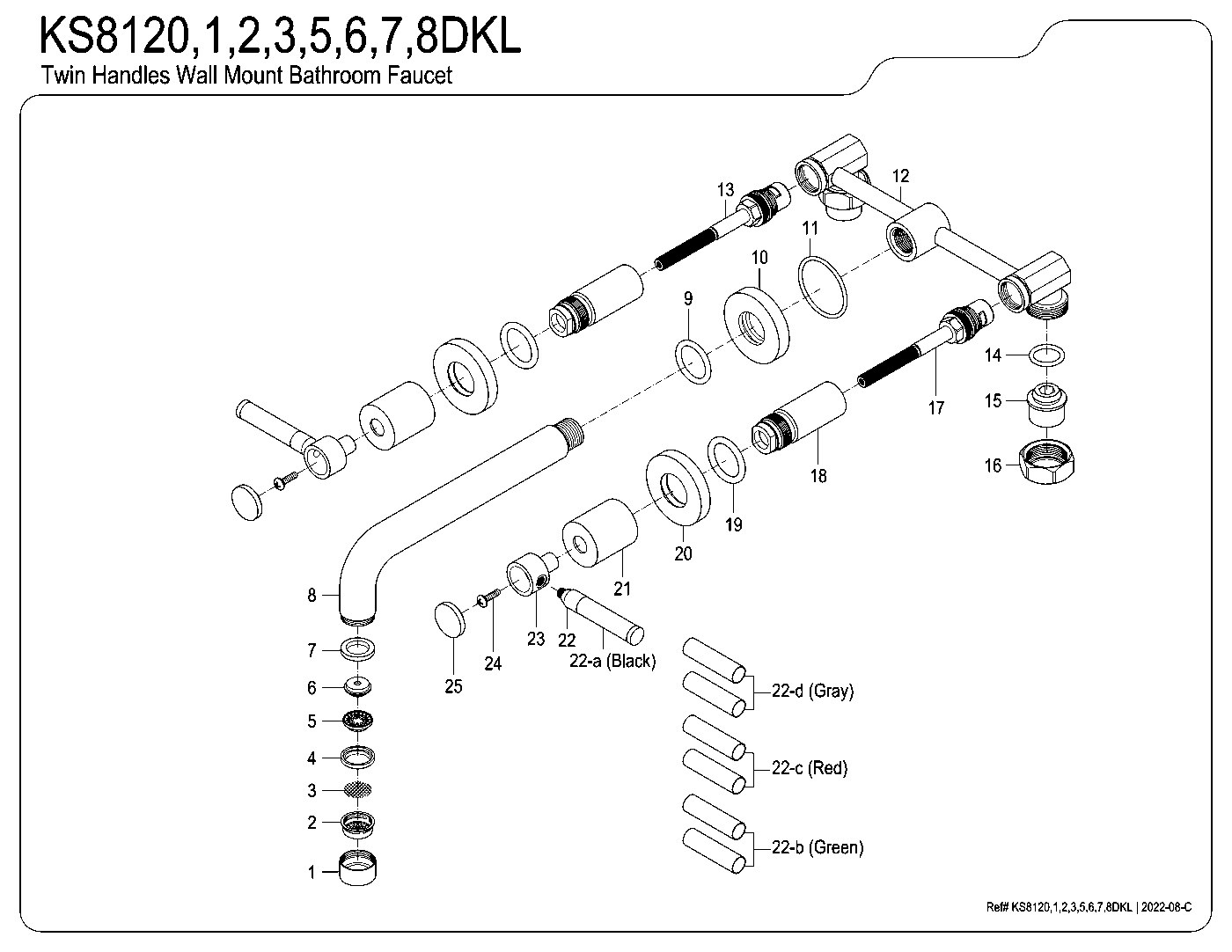 Kingston Brass KS8120DKL exploded parts diagram