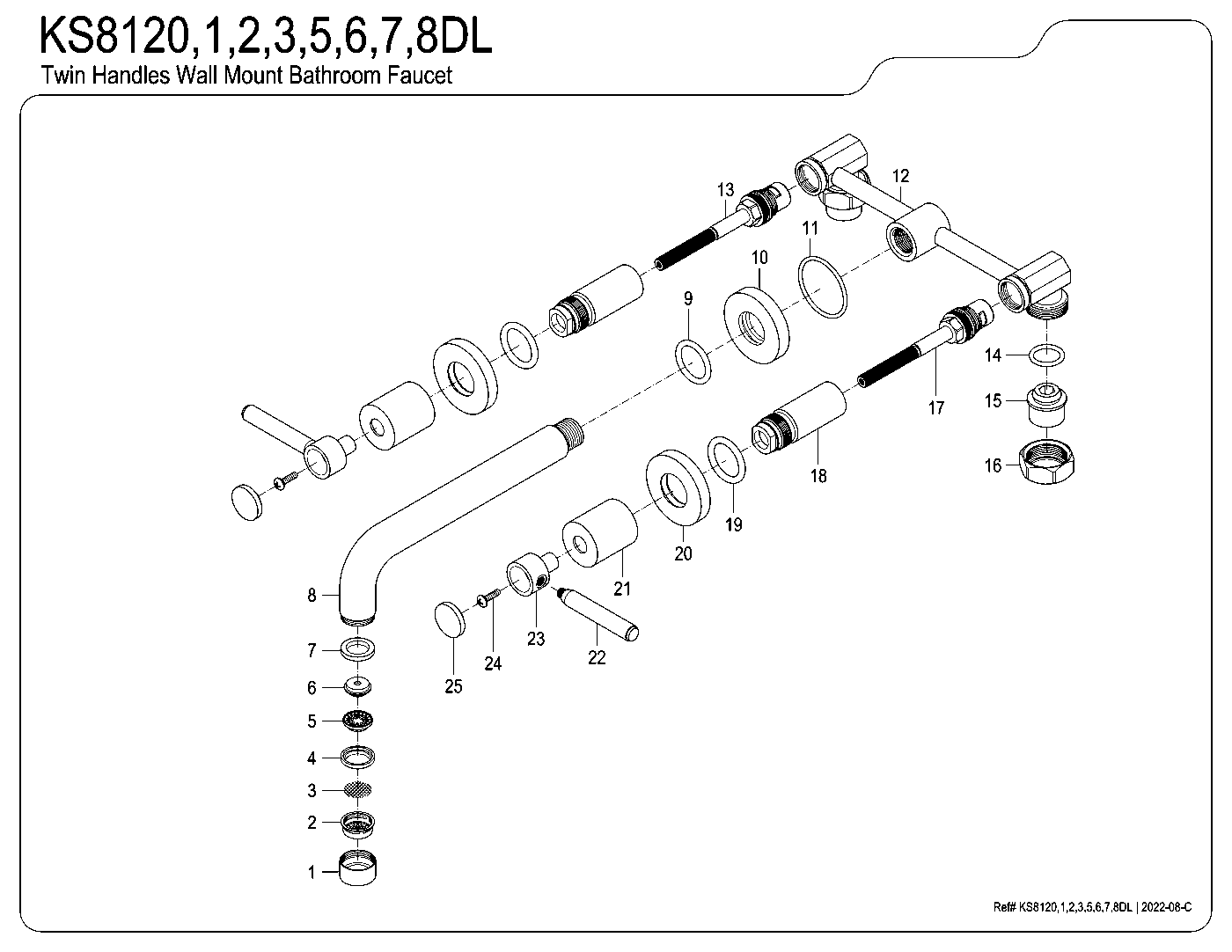 Kingston Brass KS8120DL exploded parts diagram