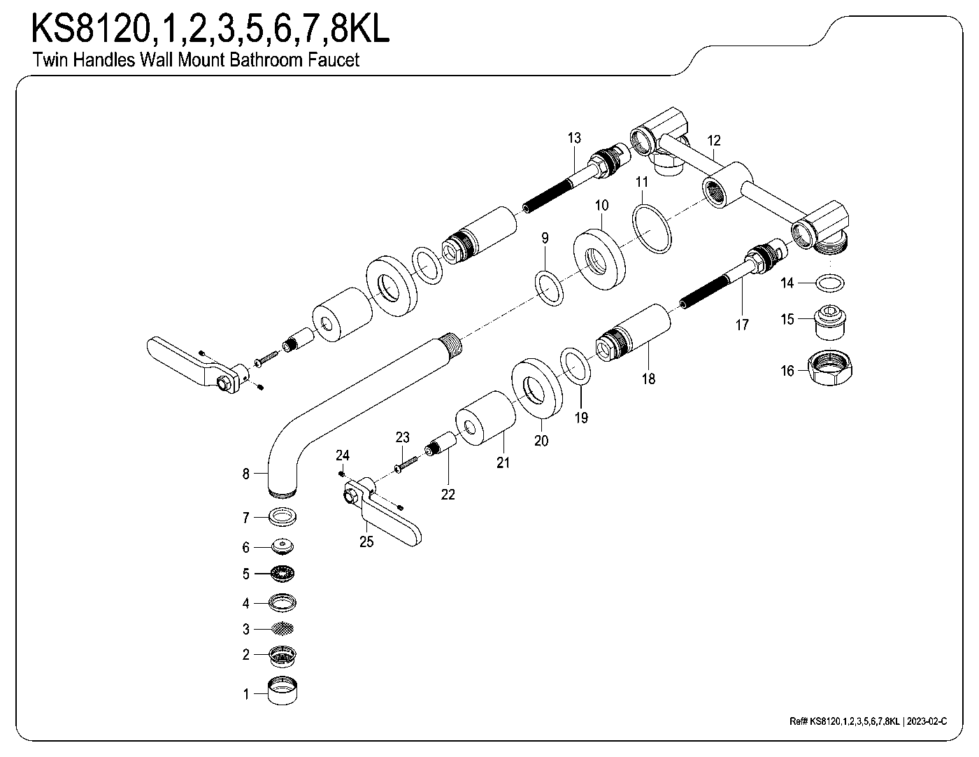 Whitaker KS8120KL exploded parts diagram