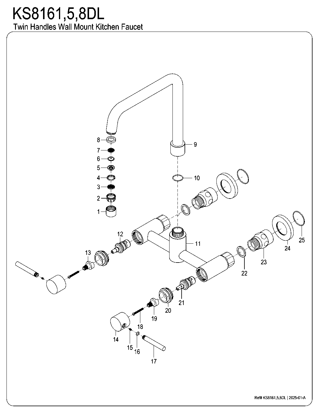 Kingston Brass KS8161DL exploded parts diagram