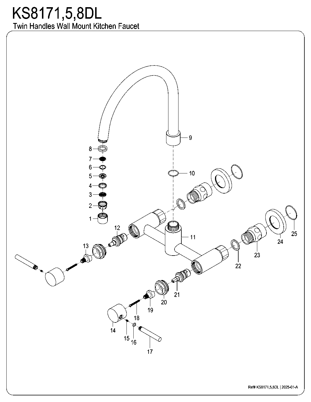 Kingston Brass KS8171DL exploded parts diagram