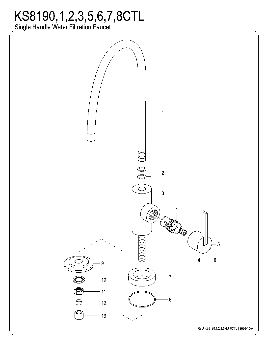 Kingston Brass KS8190CTL exploded parts diagram