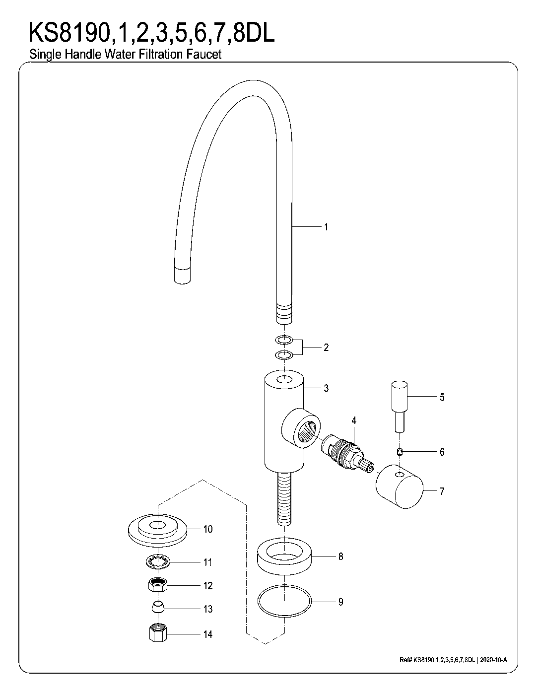 Kingston Brass KS8190DL exploded parts diagram