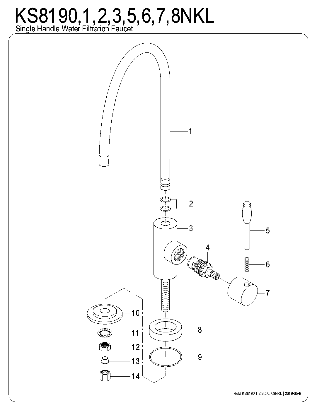 Nustudio KS8190NKL exploded parts diagram