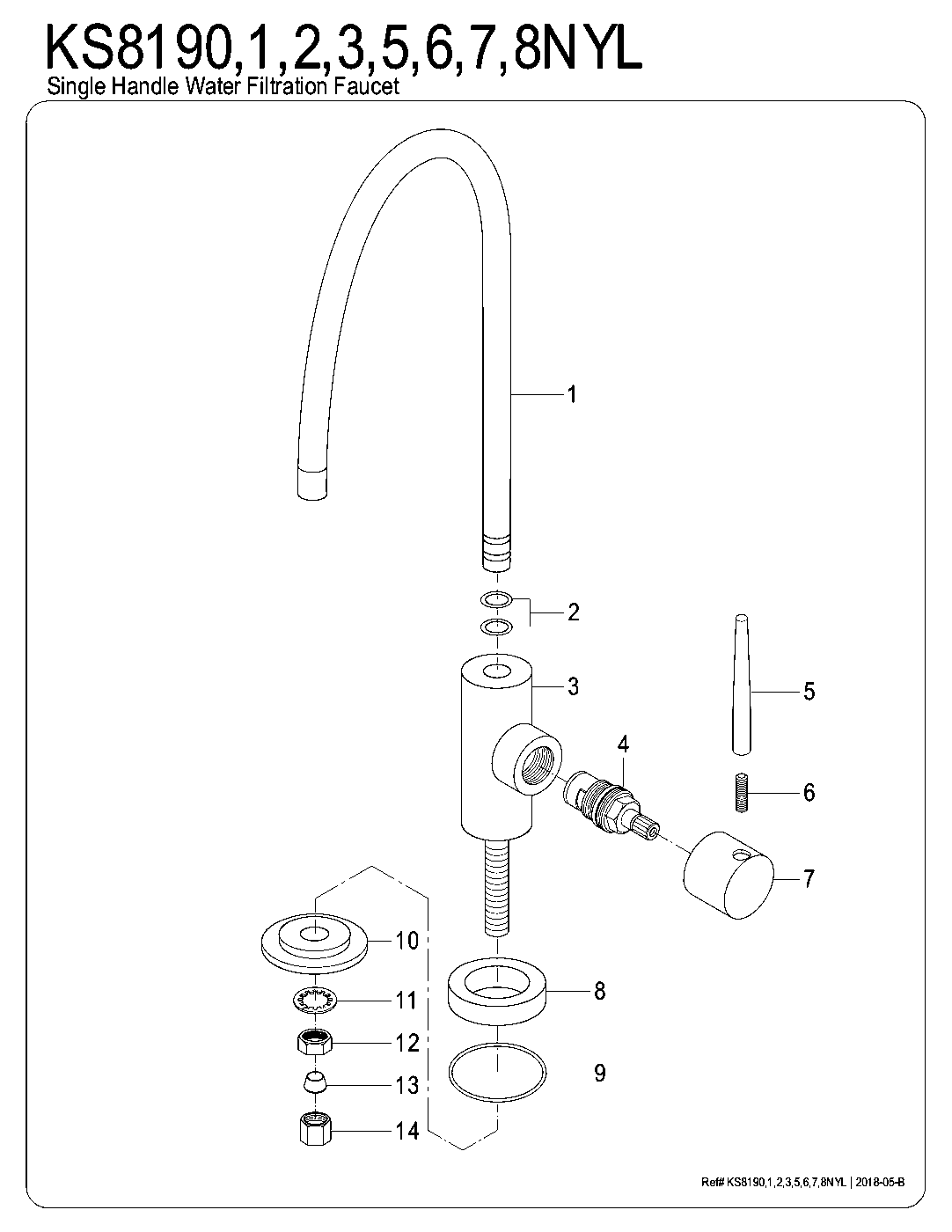 Kingston Brass KS8190NYL exploded parts diagram