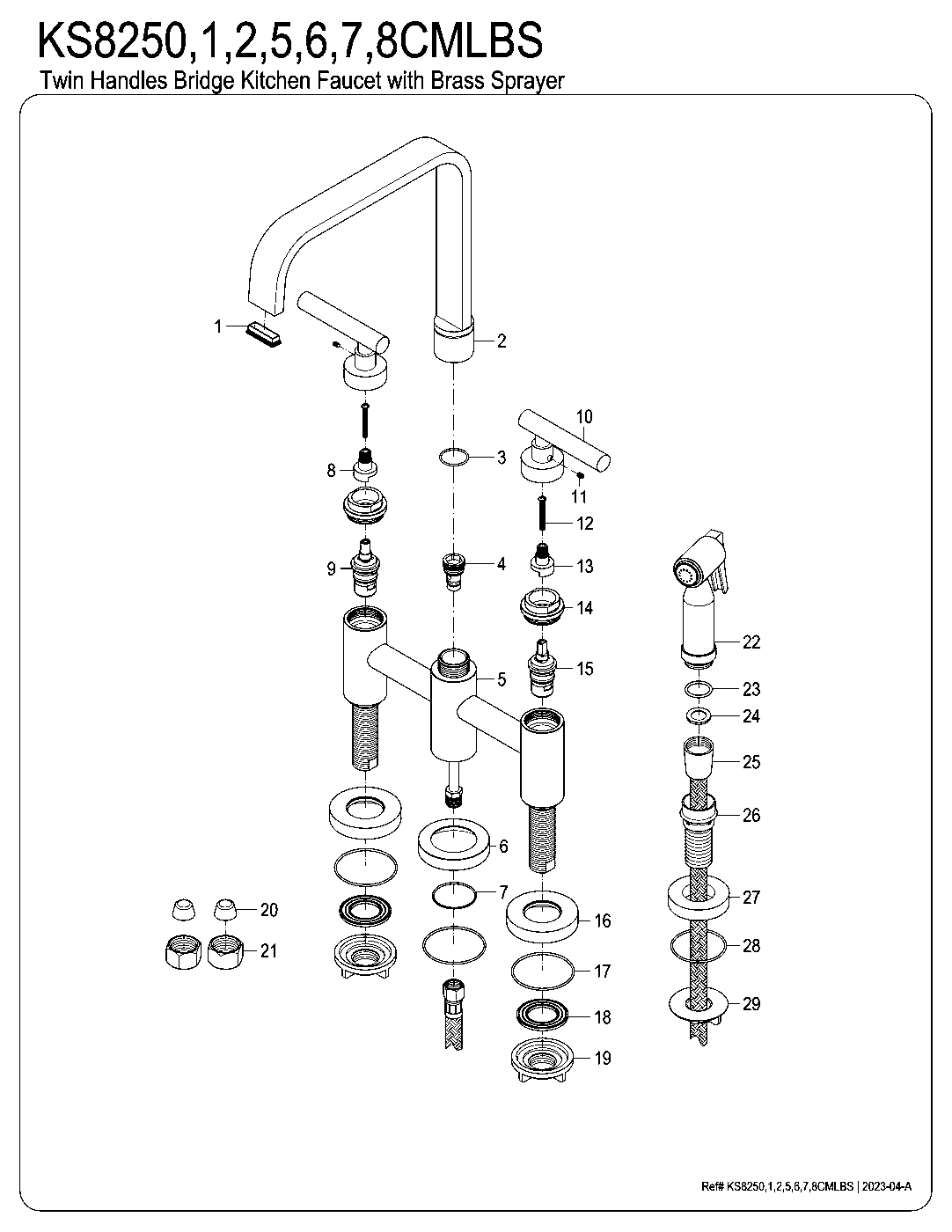 Manhattan KS8251CMLBS exploded parts diagram