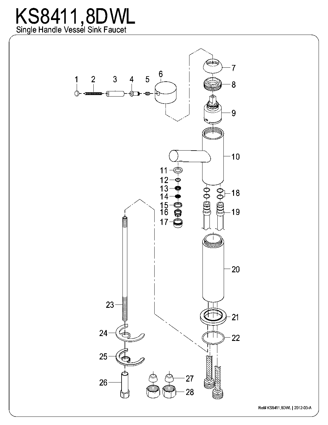 Wellington KS8418DWL exploded parts diagram
