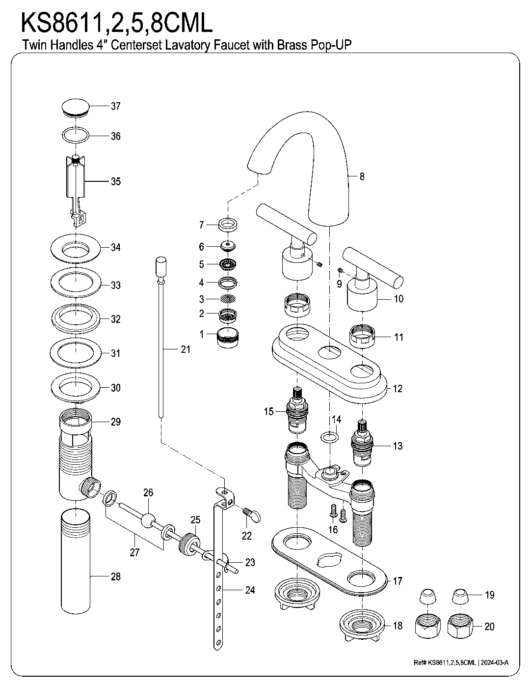 Manhattan KS8611CML exploded parts diagram