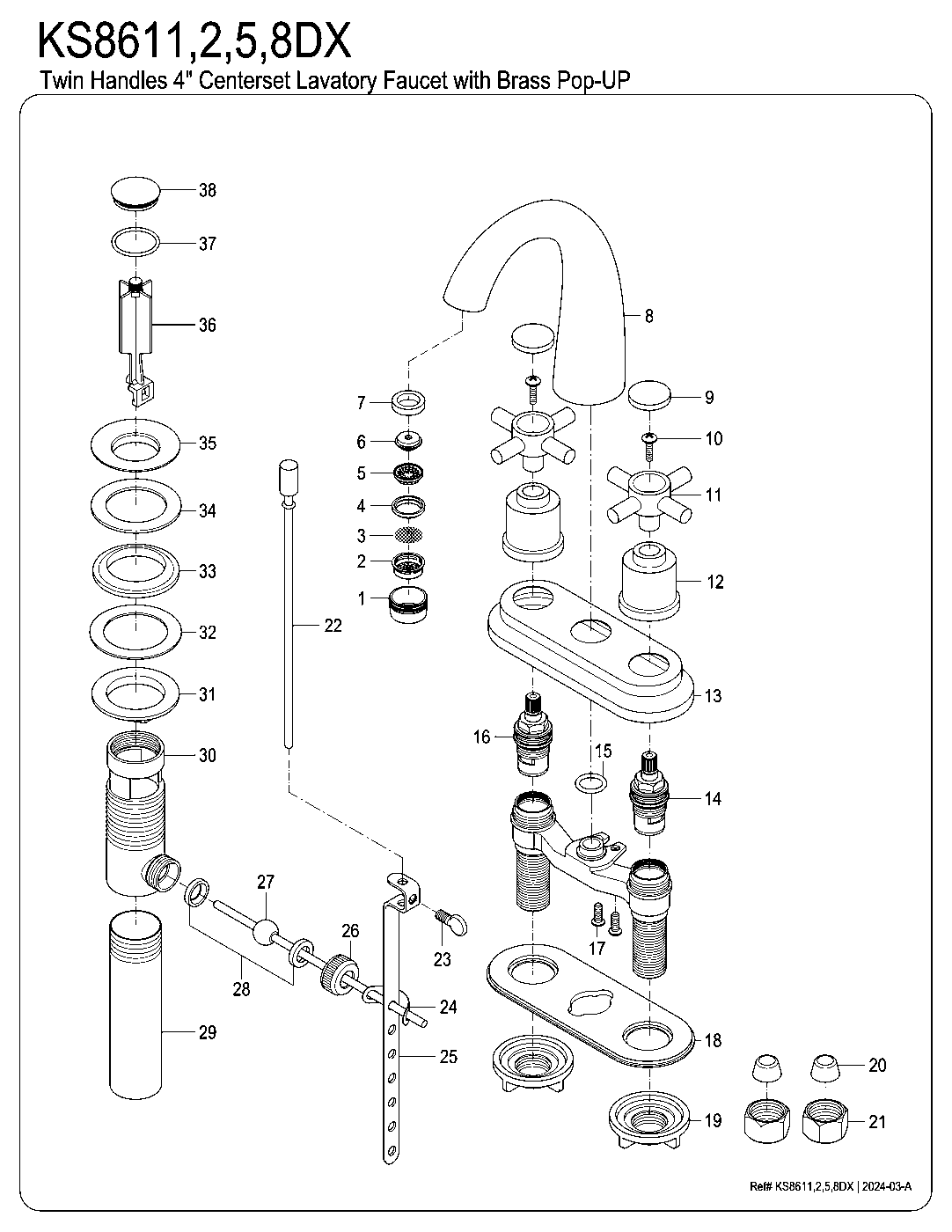 Concord KS8612DX exploded parts diagram