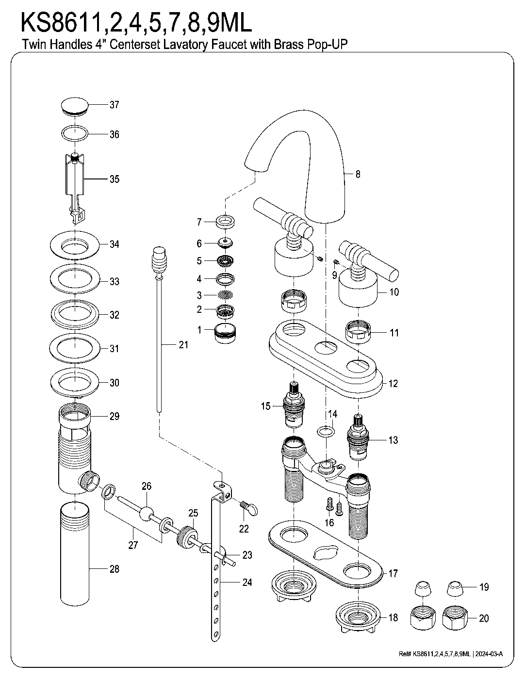 Milano KS8611ML exploded parts diagram