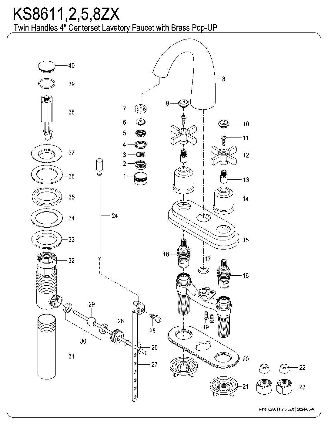 Millennium KS8612ZX exploded parts diagram