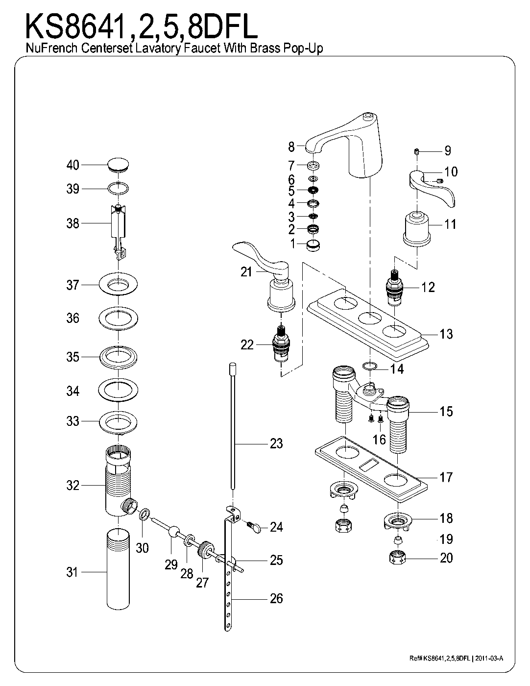 Kingston Brass KS8641DFL exploded parts diagram