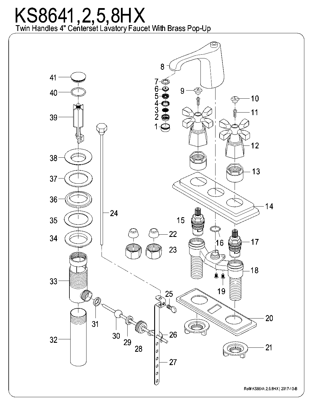 Kingston Brass KS8641HX exploded parts diagram